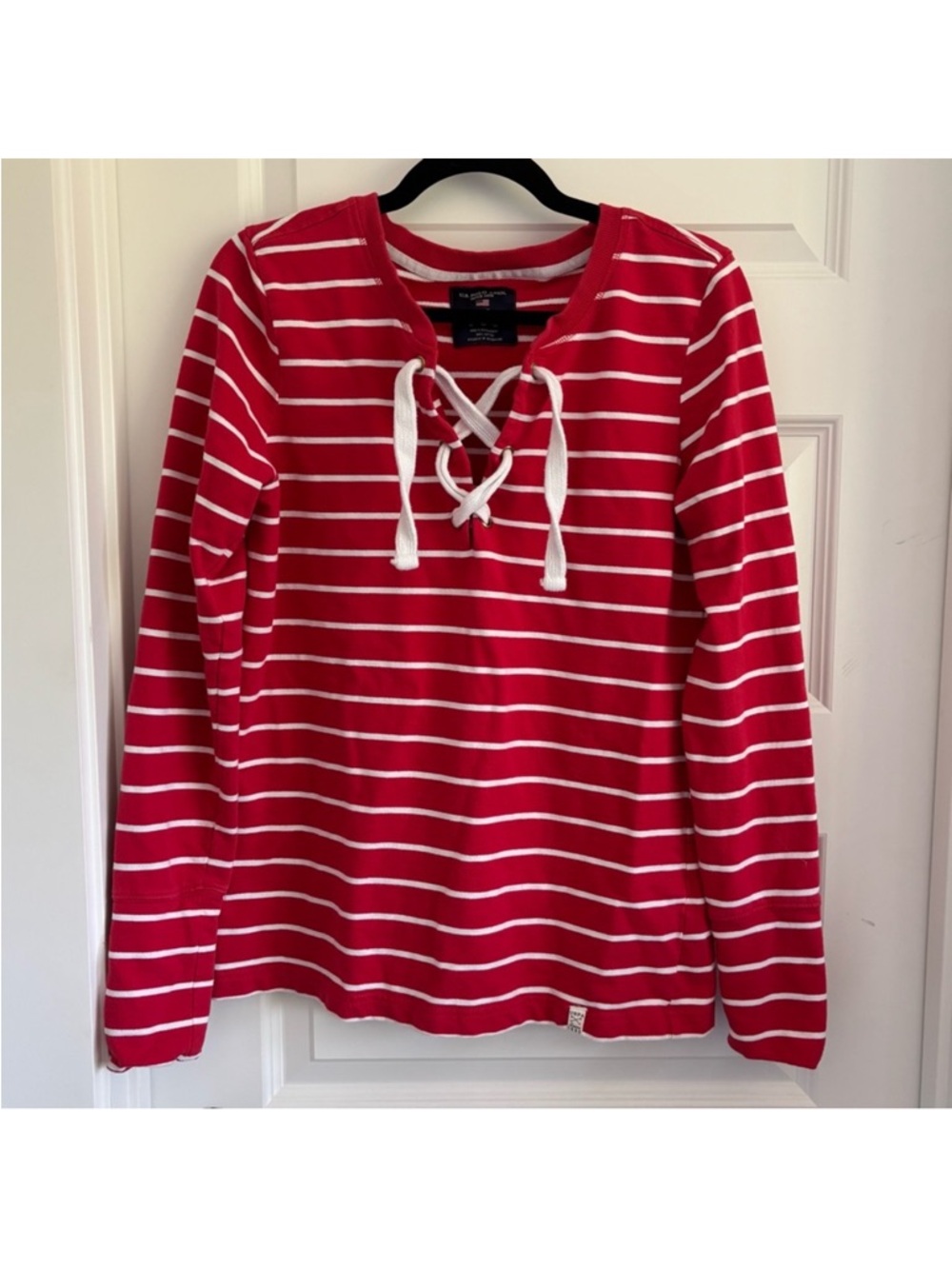 US Polo Assn. Red & White Striped Long Sleeves Top